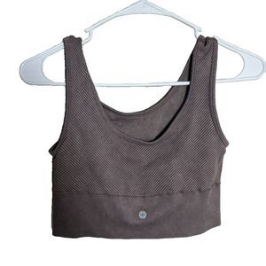 Harmony Balance Sports Bra Women's Small Brown Ribbed Round Neck Athletic Active